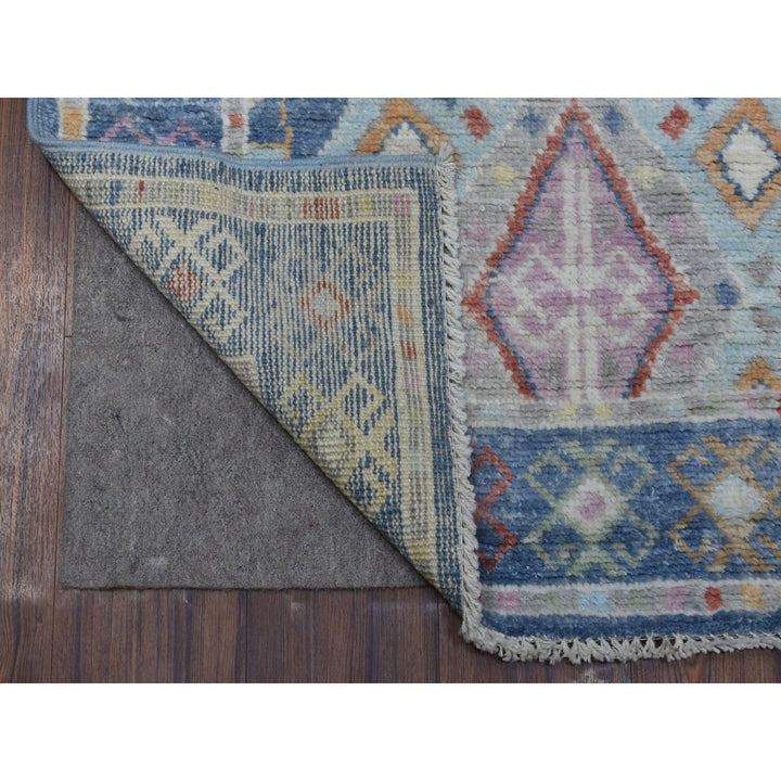 3'0" x 12'0" New Hand Knotted Blue Wool Runner Oriental Rug - MOA10268045