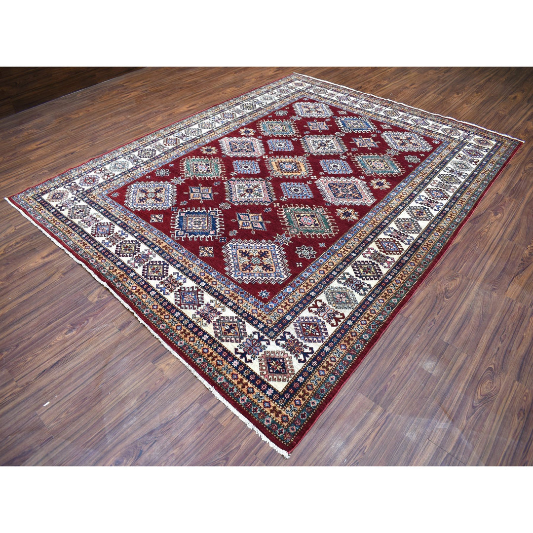 8'1" x 10'0" New Hand Knotted Red Wool Rectangle Oriental Rug - MOA10268058