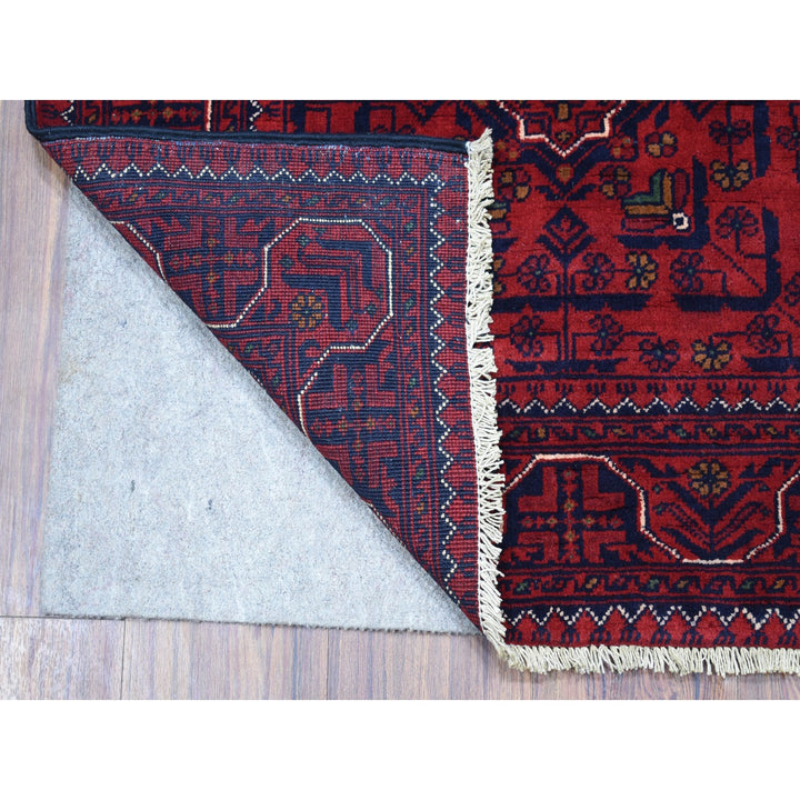 2'9" x 3'10" New Hand Knotted Red Wool Rectangle Oriental Rug - MOA10268075