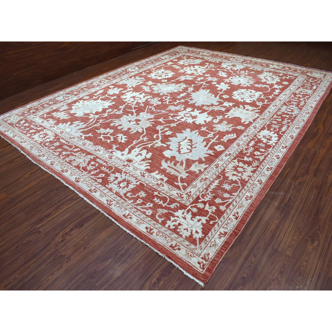 11'9" x 14'9" New Hand Knotted Red Wool Rectangle Oriental Rug - MOA10268145