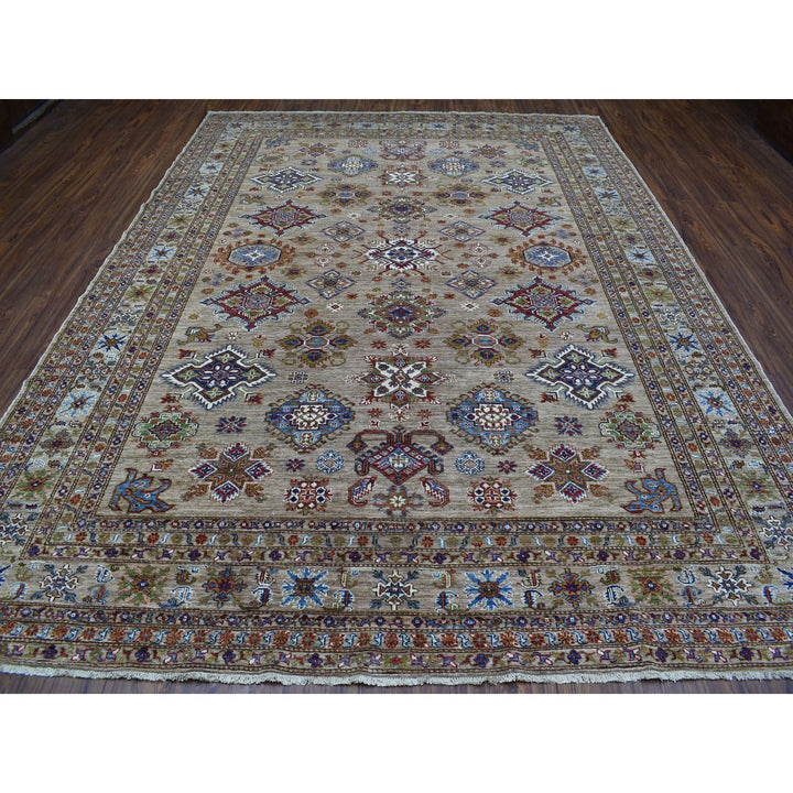 9'0" x 11'9" New Hand Knotted Beige Wool Rectangle Oriental Rug - MOA10268154