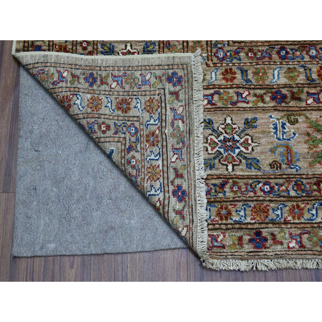 9'0" x 11'9" New Hand Knotted Beige Wool Rectangle Oriental Rug - MOA10268154