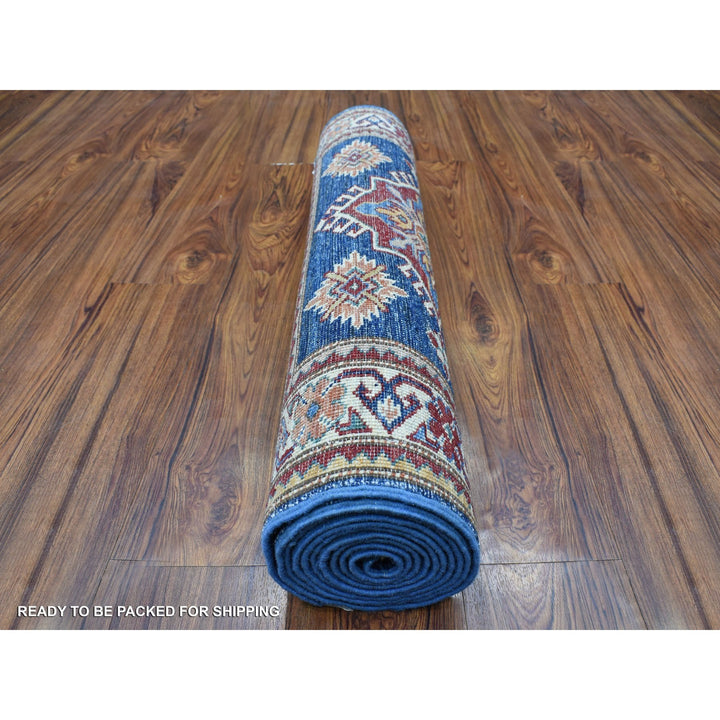 2'8" x 10'5" New Hand Knotted Blue Wool Runner Oriental Rug - MOA10268180