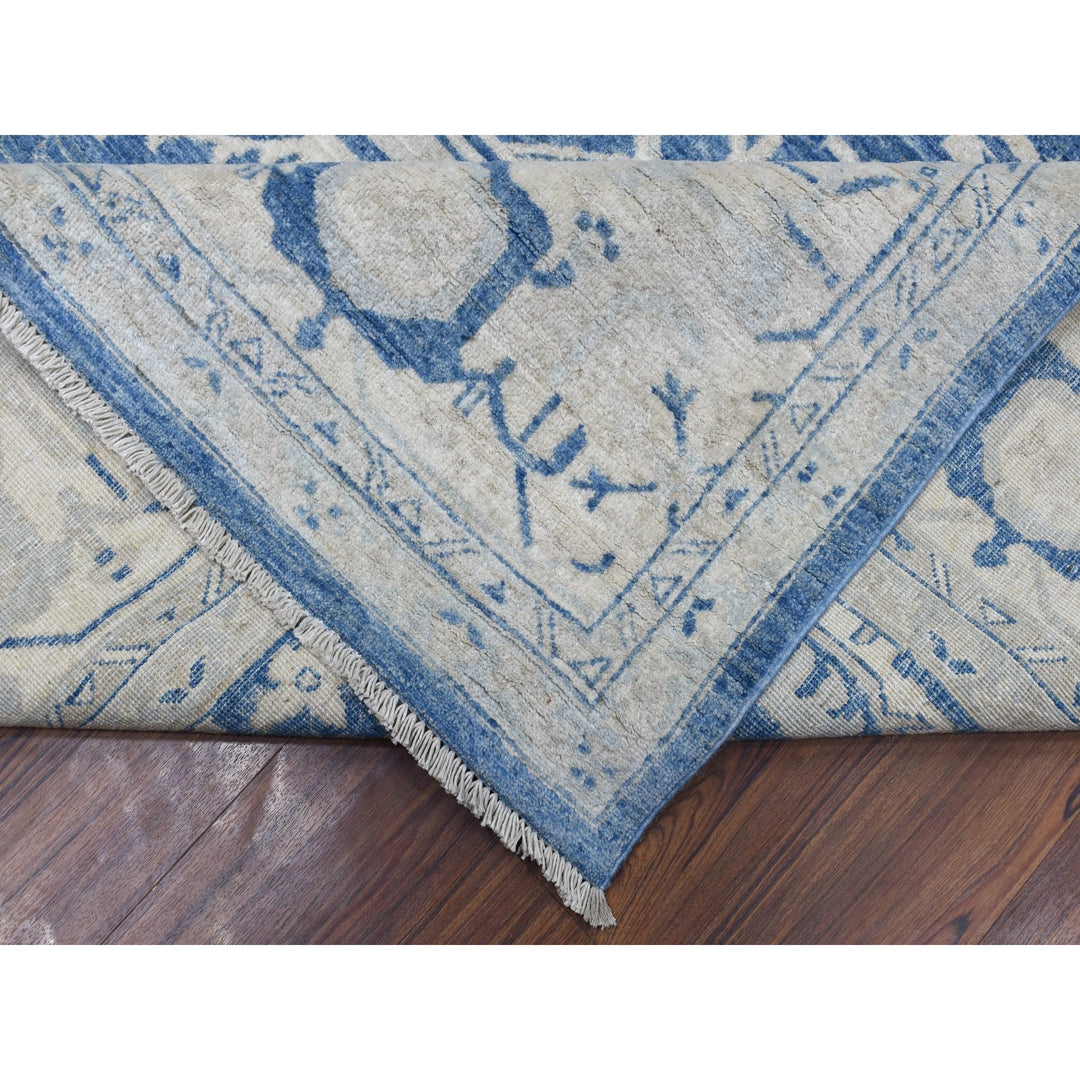 9'8" x 13'5" New Hand Knotted Blue Wool Rectangle Oriental Rug - MOA10268324