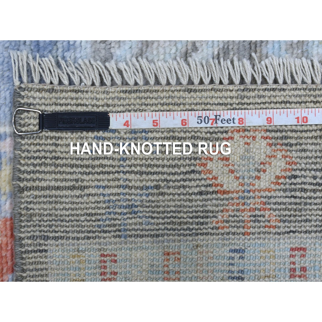 2'8" x 9'7" New Hand Knotted Grey Wool Runner Oriental Rug - MOA10268337