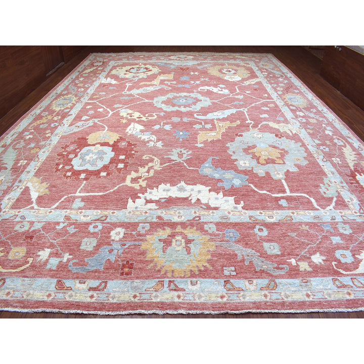 13'9" x 19'0" New Hand Knotted Pink Wool Rectangle Oriental Rug - MOA10268347