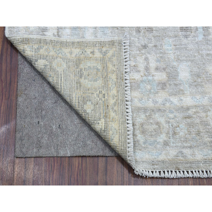 2'9" x 16'0" New Hand Knotted Grey Wool Runner Oriental Rug - MOA10268407