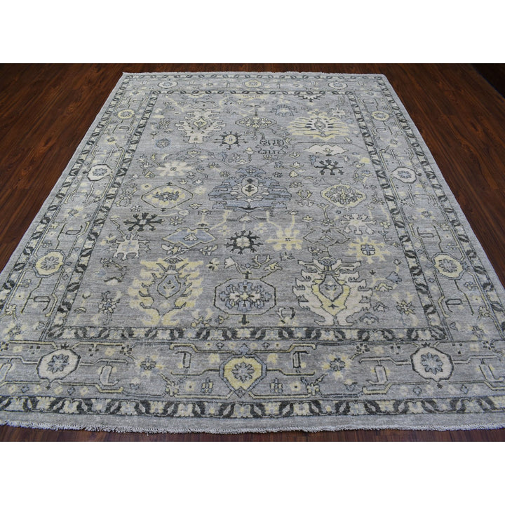 8'0" x 9'9" New Hand Knotted Grey Wool Rectangle Oriental Rug - MOA10268475