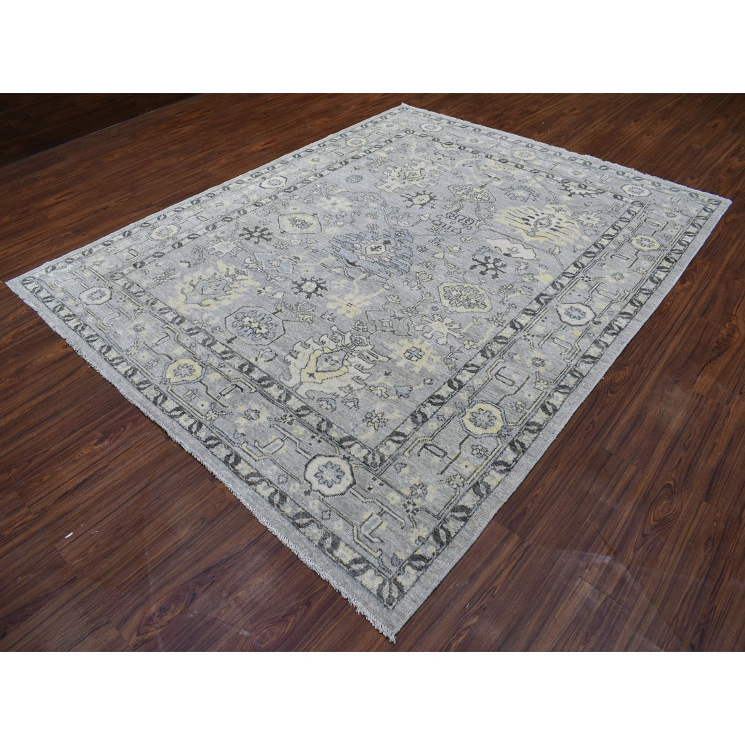 8'0" x 9'9" New Hand Knotted Grey Wool Rectangle Oriental Rug - MOA10268475