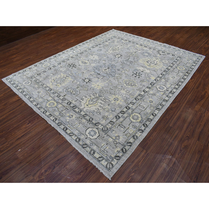 8'0" x 9'9" New Hand Knotted Grey Wool Rectangle Oriental Rug - MOA10268475