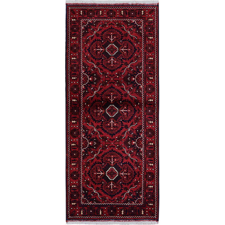 2'4" x 5'2" New Hand Knotted Red Wool Runner Oriental Rug - MOA102684