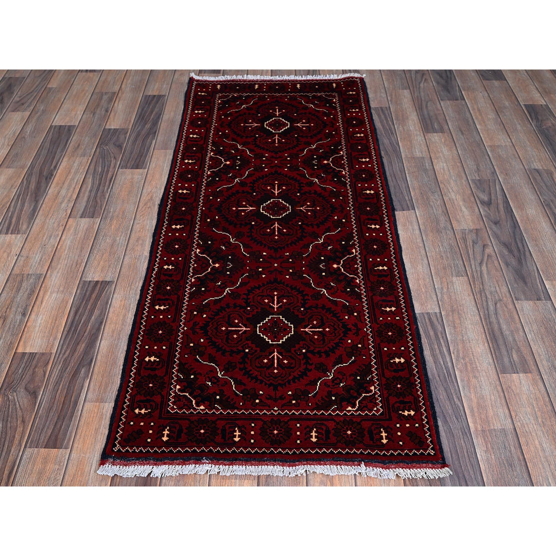 2'4" x 5'2" New Hand Knotted Red Wool Runner Oriental Rug - MOA102684