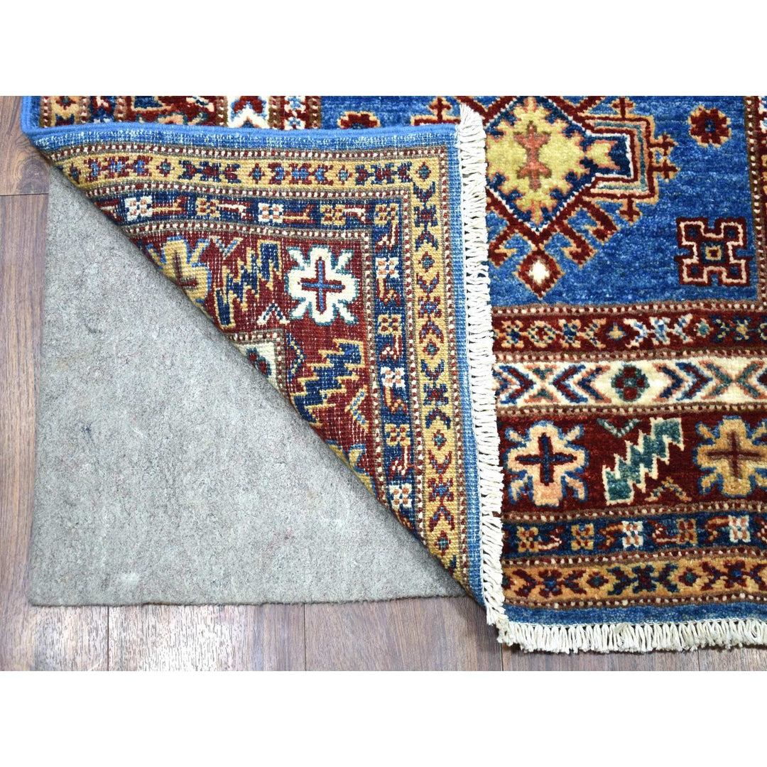 2'10" x 37'2" New Hand Knotted Blue Wool Runner Oriental Rug - MOA10268600