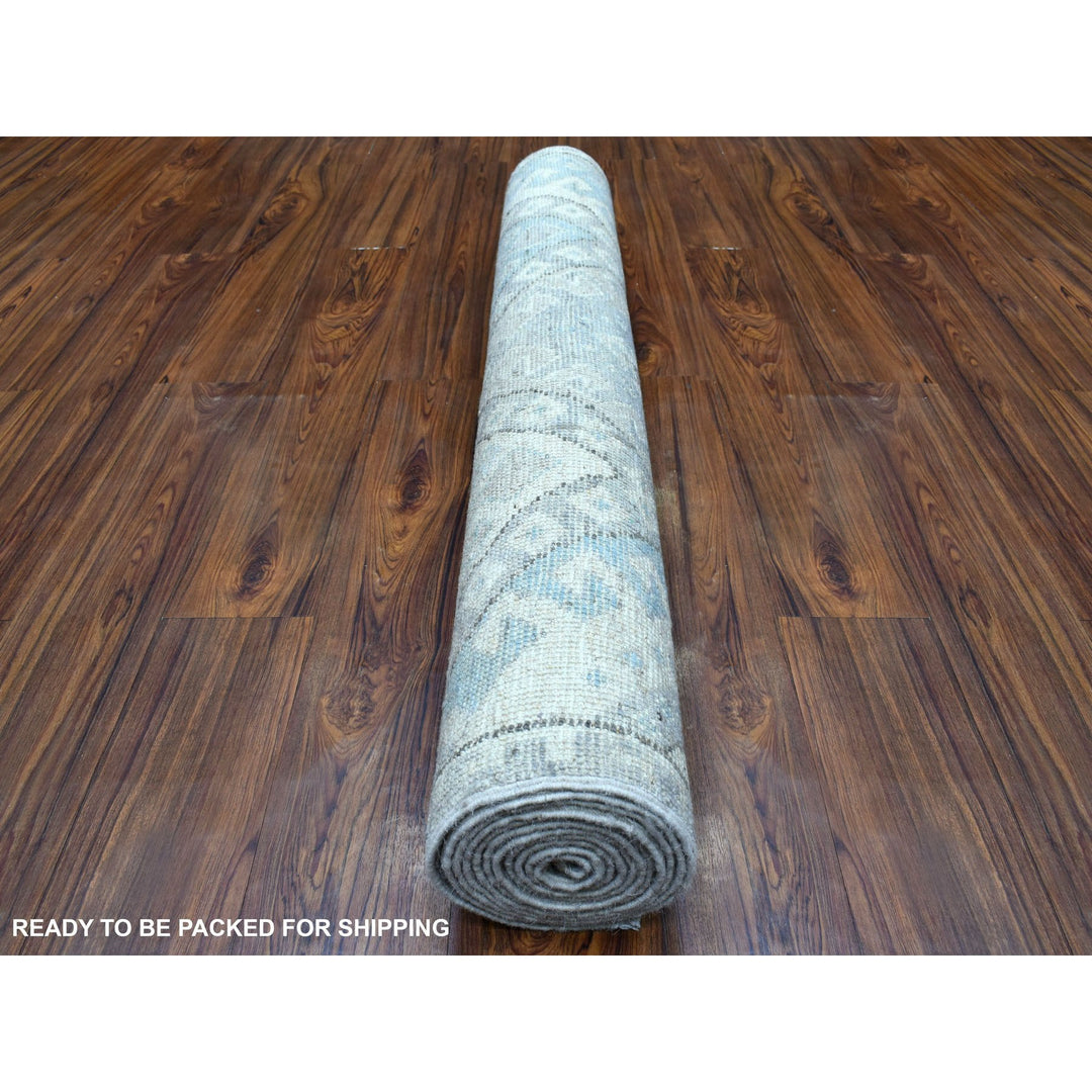 4'0" x 11'7" New Hand Knotted Grey Wool Runner Oriental Rug - MOA10268604