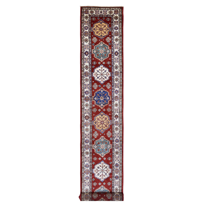 2'10" x 23'0" New Hand Knotted Red Wool Runner Oriental Rug - MOA10268642