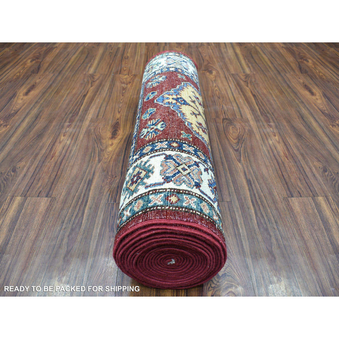 2'10" x 23'0" New Hand Knotted Red Wool Runner Oriental Rug - MOA10268642