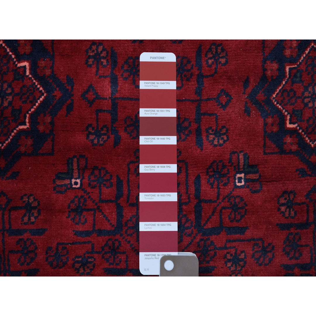 4'2" x 6'7" New Hand Knotted Red Wool Rectangle Oriental Rug - MOA10268650