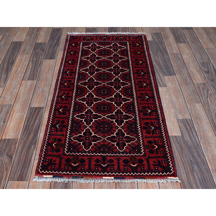 2'2" x 4'4" New Hand Knotted Red Wool Runner Oriental Rug - MOA102686