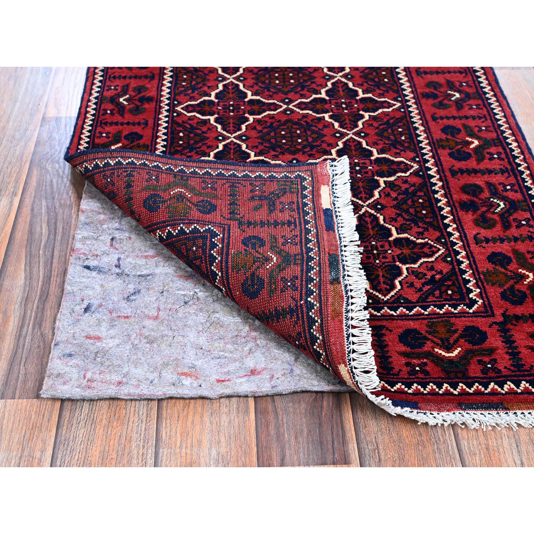 2'2" x 4'4" New Hand Knotted Red Wool Runner Oriental Rug - MOA102686