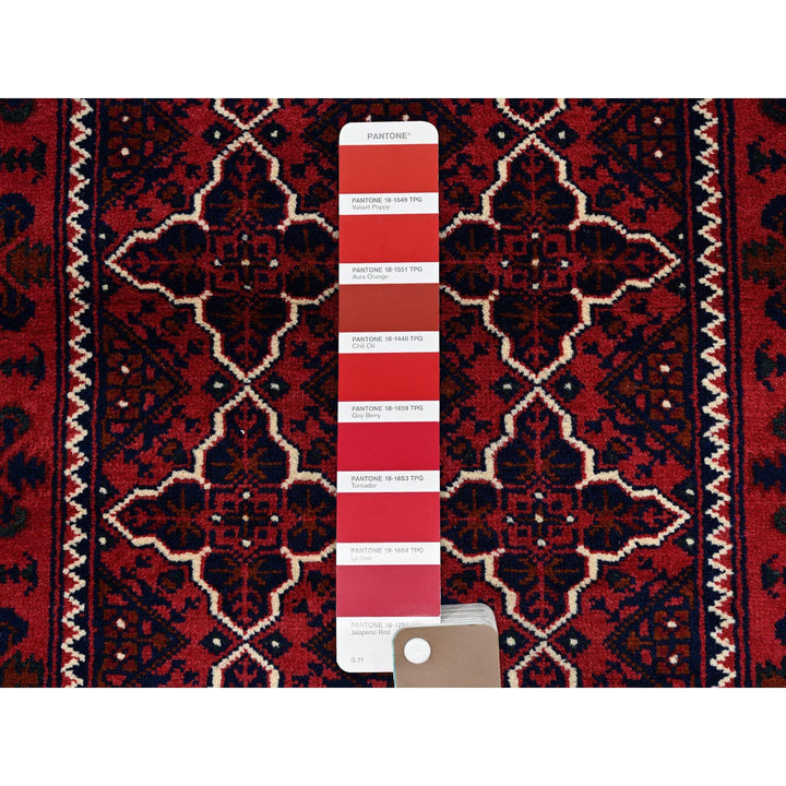2'2" x 4'4" New Hand Knotted Red Wool Runner Oriental Rug - MOA102686