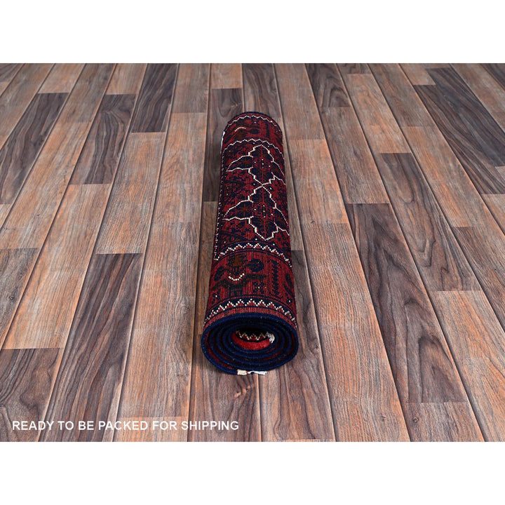 2'2" x 4'4" New Hand Knotted Red Wool Runner Oriental Rug - MOA102686