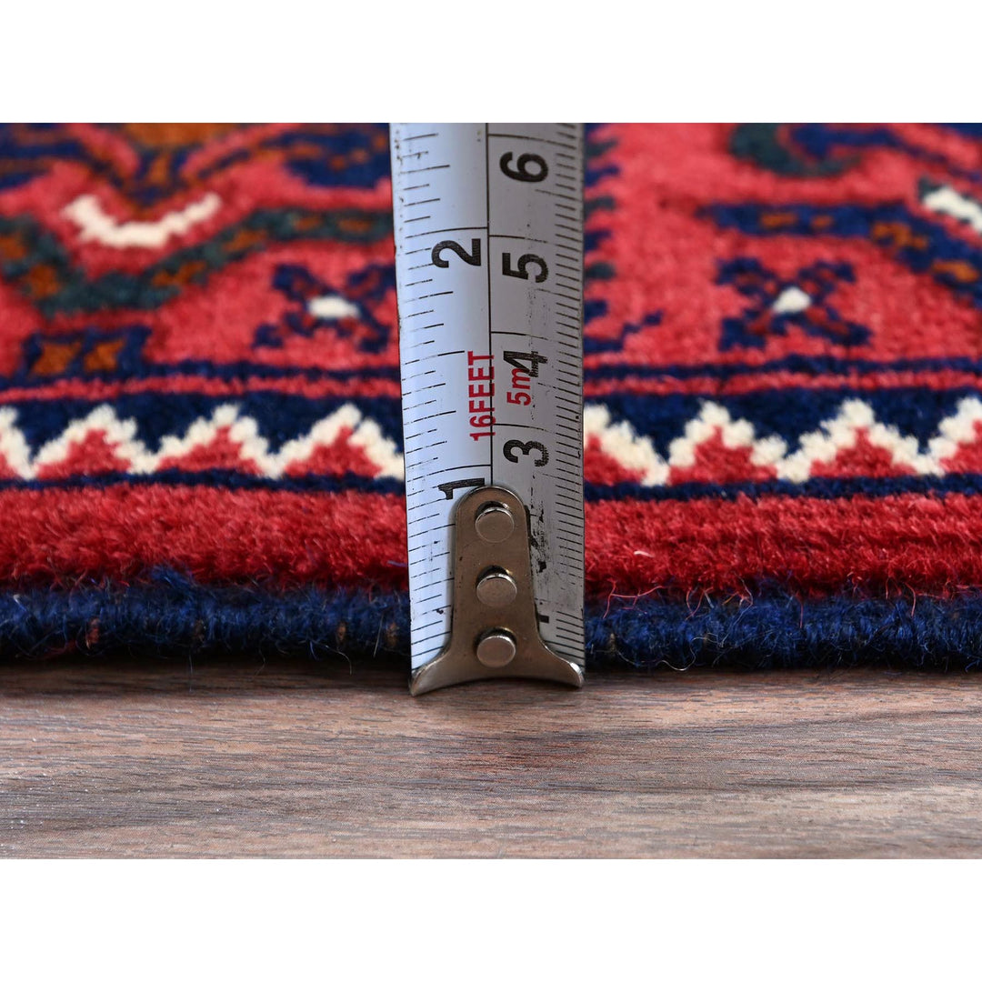 2'2" x 4'4" New Hand Knotted Red Wool Runner Oriental Rug - MOA102686