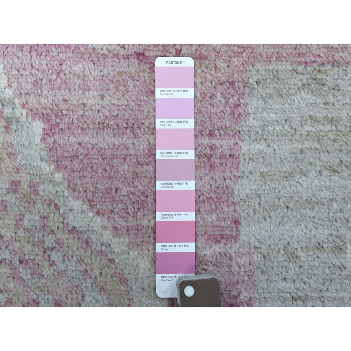 8'10" x 11'9" New Hand Knotted Pink Wool Rectangle Oriental Rug - MOA10268749