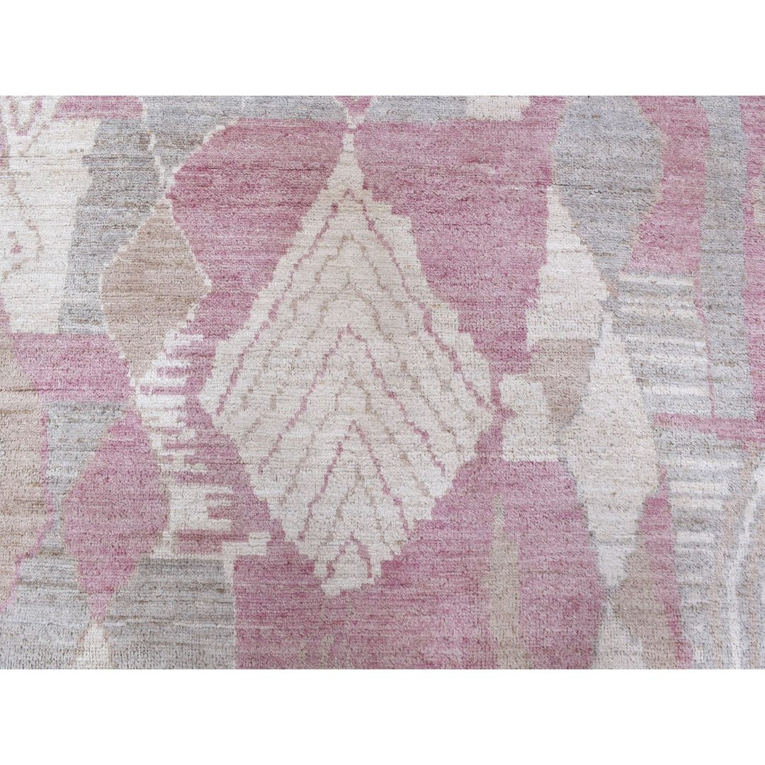 8'10" x 11'9" New Hand Knotted Pink Wool Rectangle Oriental Rug - MOA10268749