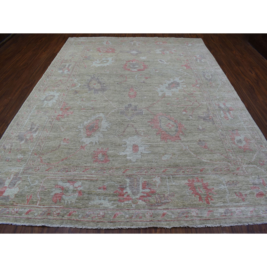 9'0" x 11'9" New Hand Knotted Grey Wool Rectangle Oriental Rug - MOA10268837