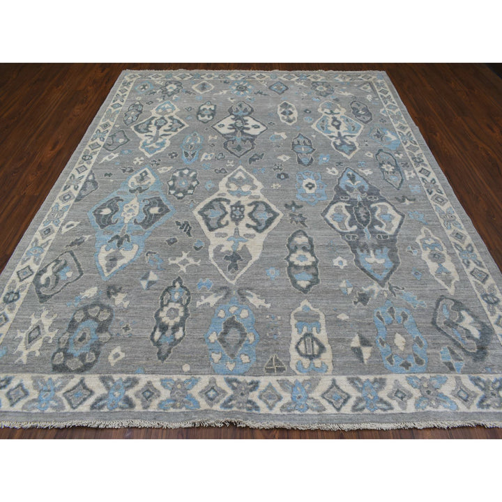 8'0" x 9'10" New Hand Knotted Grey Wool Rectangle Oriental Rug - MOA10268928