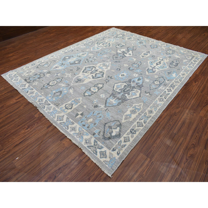 8'0" x 9'10" New Hand Knotted Grey Wool Rectangle Oriental Rug - MOA10268928