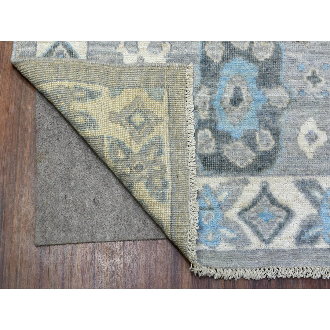 8'0" x 9'10" New Hand Knotted Grey Wool Rectangle Oriental Rug - MOA10268928