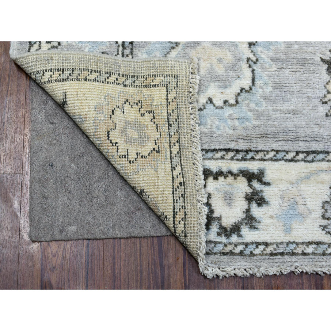 3'5" x 10'2" New Hand Knotted Grey Wool Runner Oriental Rug - MOA10268967