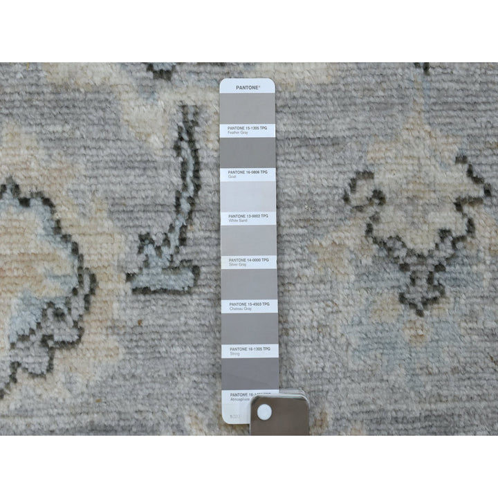 3'5" x 10'2" New Hand Knotted Grey Wool Runner Oriental Rug - MOA10268967