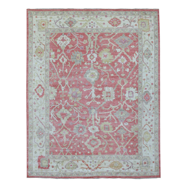 8'0" x 9'10" New Hand Knotted Pink Wool Rectangle Oriental Rug - MOA10269026