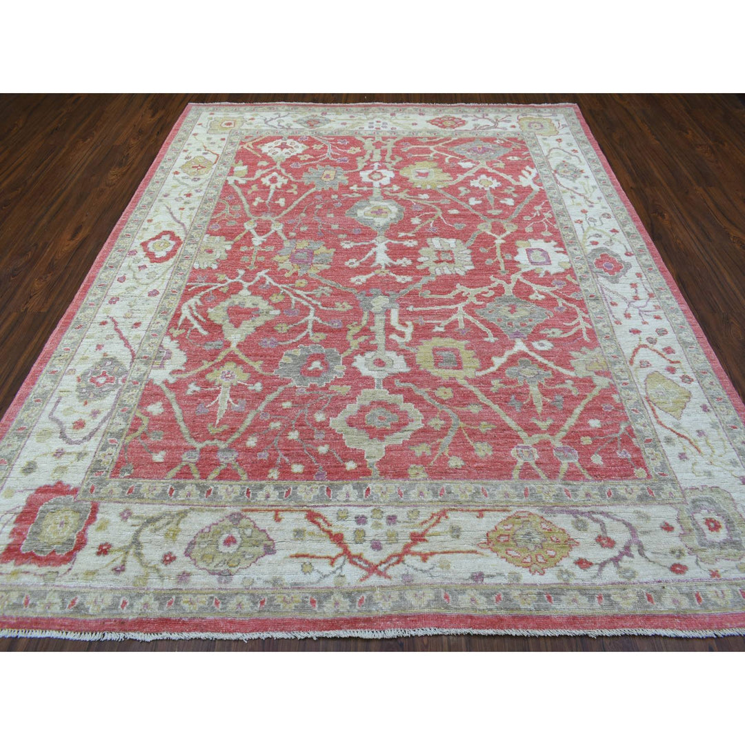 8'0" x 9'10" New Hand Knotted Pink Wool Rectangle Oriental Rug - MOA10269026