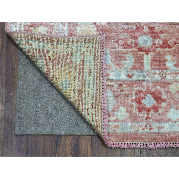 3'1" x 16'1" New Hand Knotted Pink Wool Runner Oriental Rug - MOA10269056