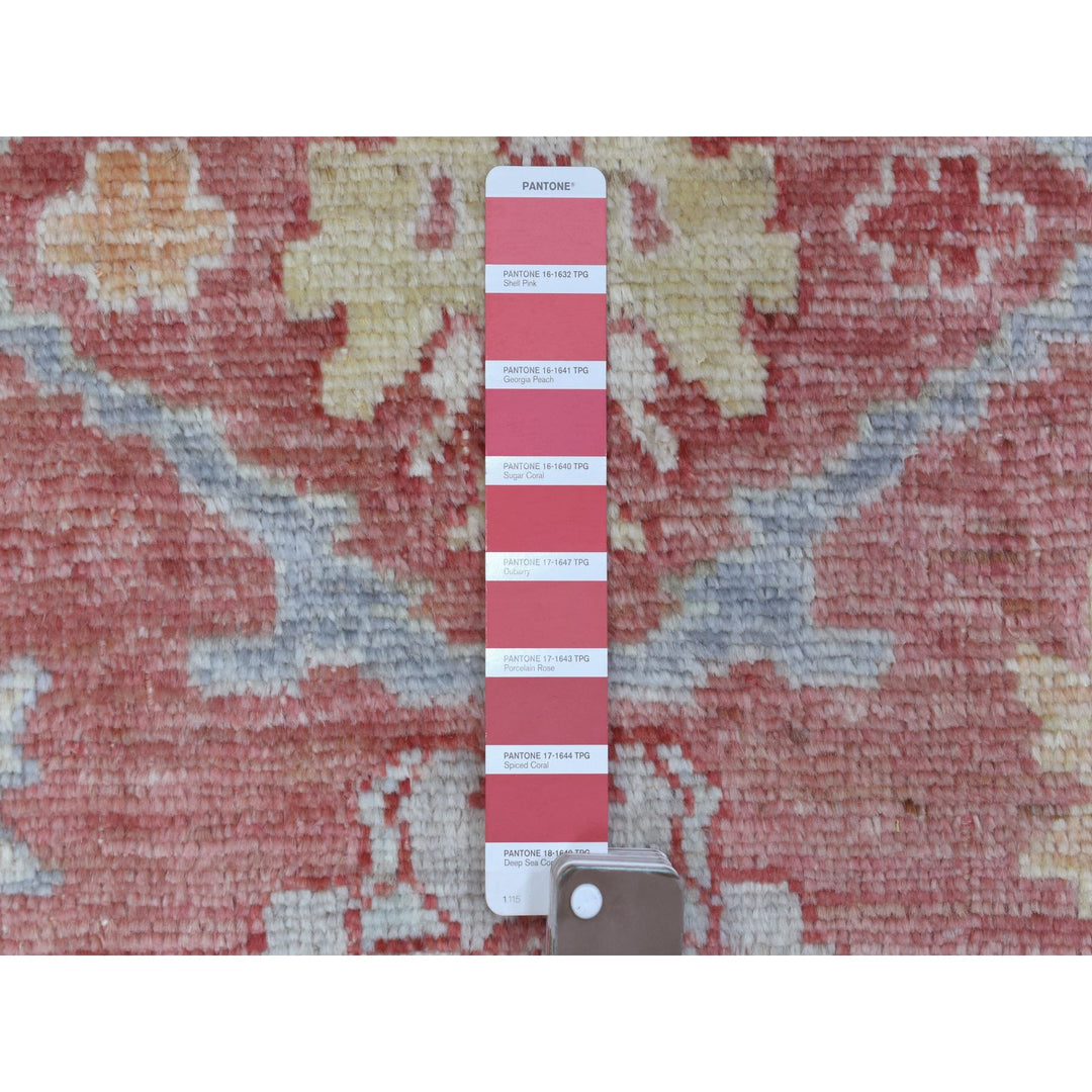 3'1" x 16'1" New Hand Knotted Pink Wool Runner Oriental Rug - MOA10269056