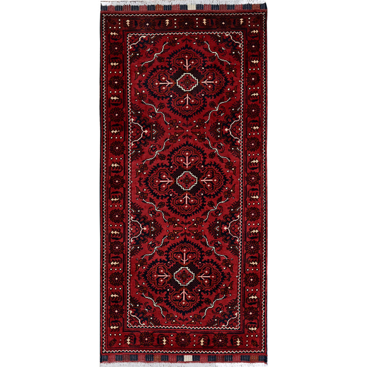2'7" x 5'2" New Hand Knotted Red Wool Runner Oriental Rug - MOA102690