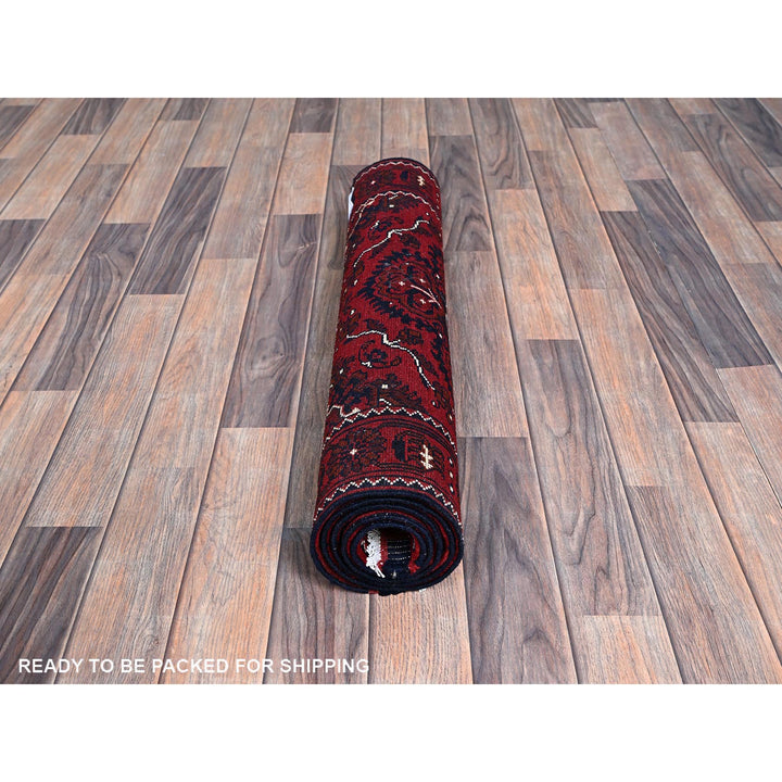 2'7" x 5'2" New Hand Knotted Red Wool Runner Oriental Rug - MOA102690