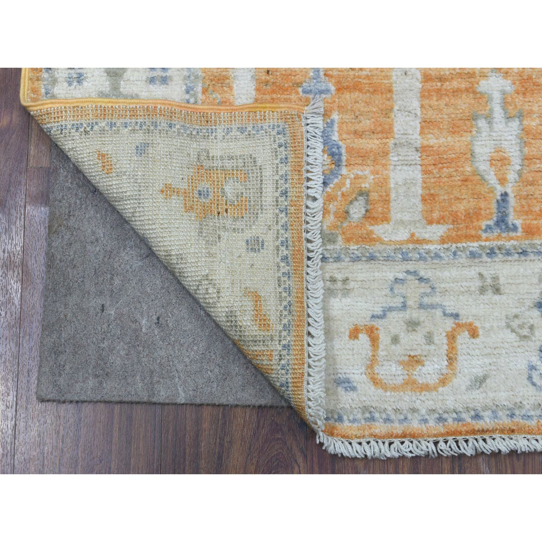 2'8" x 10'0" New Hand Knotted Orange Wool Runner Oriental Rug - MOA10269118