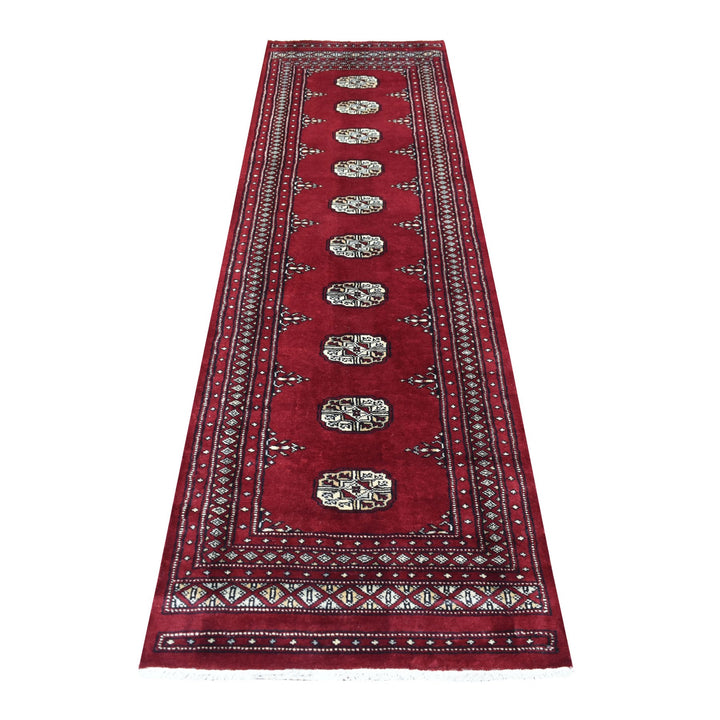 2'6" x 9'1" New Hand Knotted Red Wool Runner Oriental Rug - MOA10269202