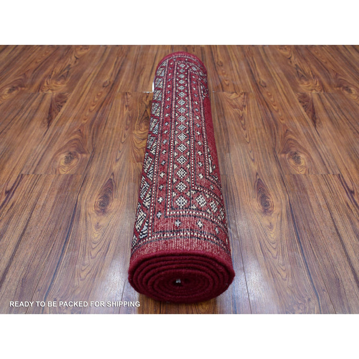 2'6" x 9'1" New Hand Knotted Red Wool Runner Oriental Rug - MOA10269202