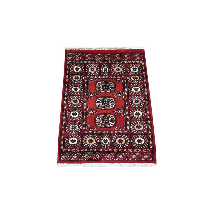 2'0" x 2'8" New Hand Knotted Red Cotton Rectangle Oriental Rug - MOA10269230