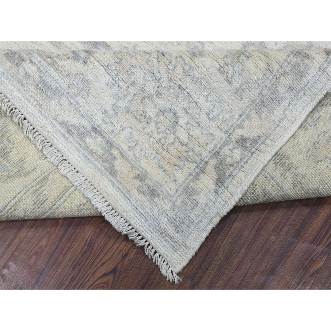 8'1" x 9'7" New Hand Knotted Ivory Wool Rectangle Oriental Rug - MOA10269259