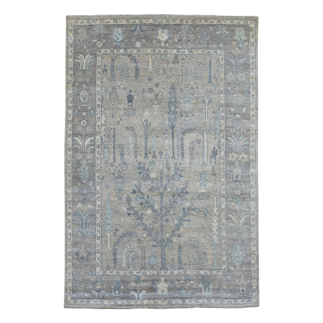 6'0" x 9'2" New Hand Knotted Grey Wool Rectangle Oriental Rug - MOA10269266