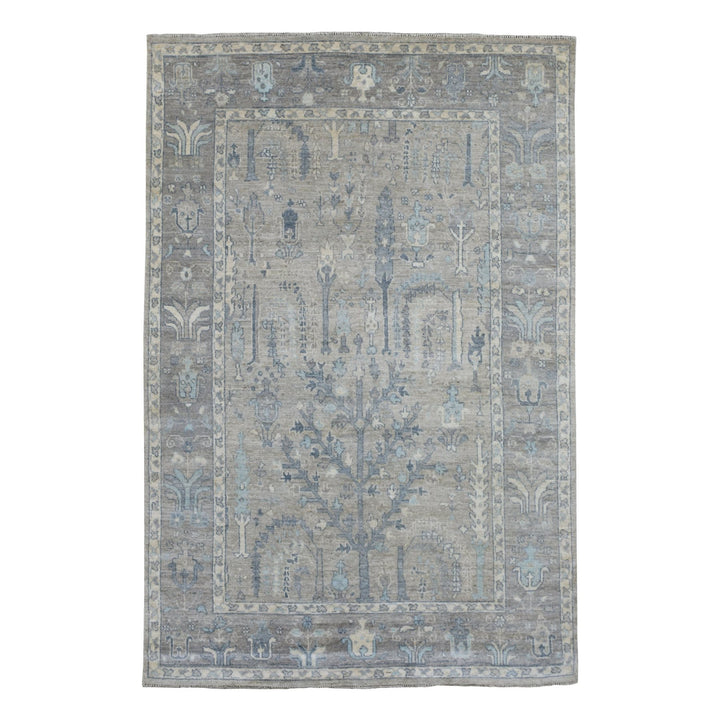 6'0" x 9'2" New Hand Knotted Grey Wool Rectangle Oriental Rug - MOA10269266