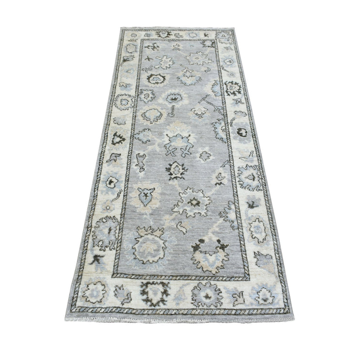 3'0" x 7'10" New Hand Knotted Grey Wool Runner Oriental Rug - MOA10269394