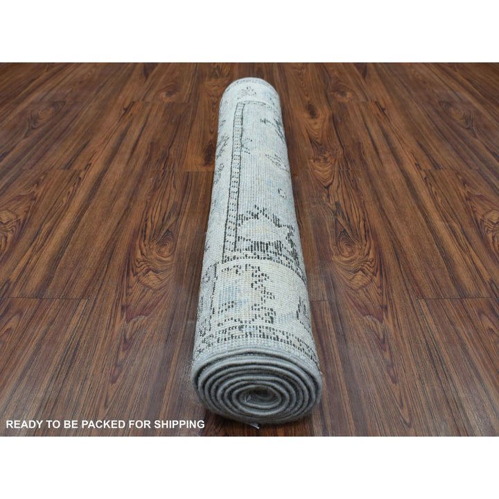 3'0" x 7'10" New Hand Knotted Grey Wool Runner Oriental Rug - MOA10269394