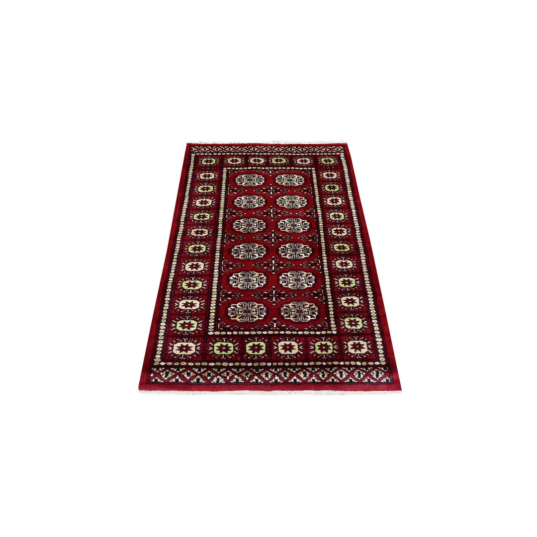 2'6" x 4'10" New Hand Knotted Red Wool Rectangle Oriental Rug - MOA10269436